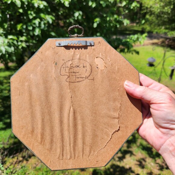 Vintage 3 Hand-Painted Octagonal Wooden Wall Plaques With Floral Designs Signed - Picture 13 of 13